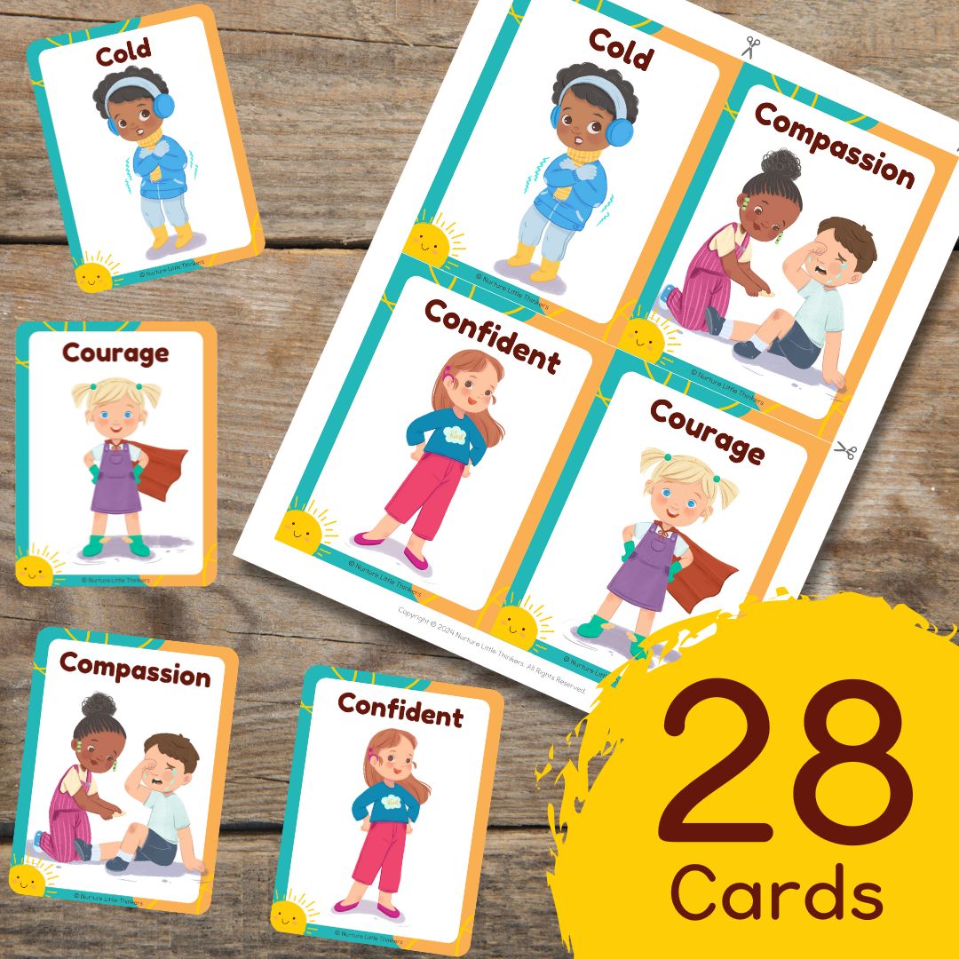 4”x5” Emotions and Feelings Flashcards Nurture Little Thinkers